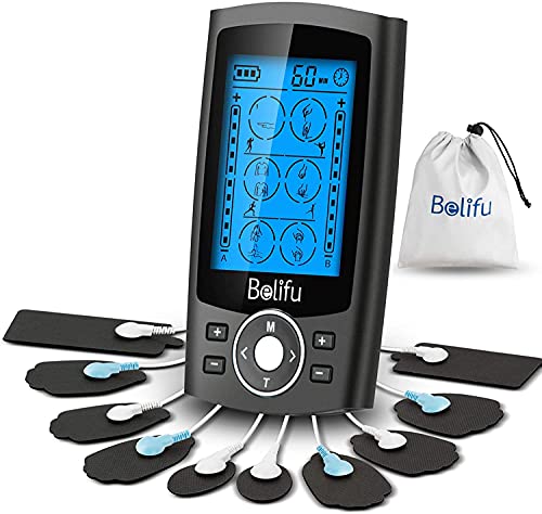 Belifu Dual Channel TENS EMS Unit 24 Modes Muscle Stimulator for Pain Relief Therapy, Electronic Pulse
