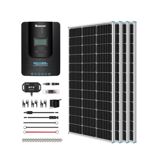 Renogy 400 Watt 12 Volt Premium 4 Pcs 100W Panel+40A MPPT Charge Controller+ Bluetooth Module Fuse+ Mounting
