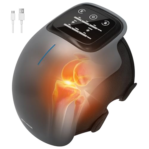 Medcursor Knee Massager, Cordless Heated Knee Massager with 3 Heating Levels, 3 Vibration Modes, LED Screen &