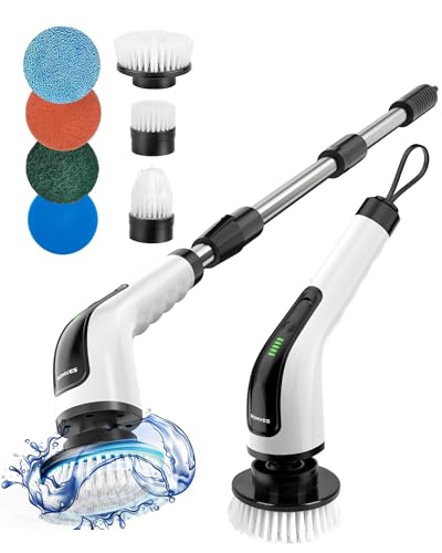 Bomves Electric Spin Scrubber, Cordless Cleaning Brush Scrubber for Home, 8 Replaceable Brush Heads-90Mins