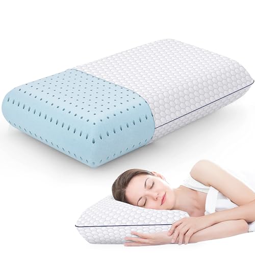CushyOasis Memory Foam Pillows for Side, Back and Stomach Sleepers, Bed Pillow with Washable Cover and Breatha