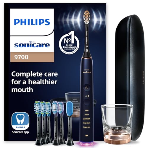 Philips Sonicare DiamondClean Smart 9700 Electric Toothbrush - Sonic Toothbrush with App, Pressure Sensor, 15