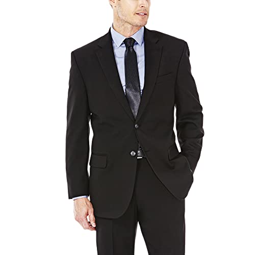 J.M. Haggar Men's Premium Performance Stretch Stria 2-Button Suit Separate Coat Black 46 Regular