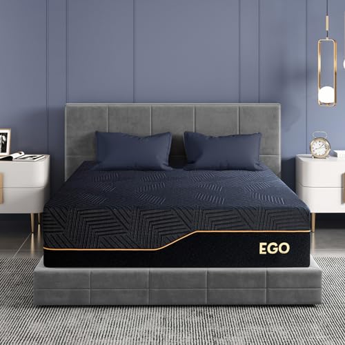 EGOHOME 14 Inch King Size Memory Foam Mattress for Back Pain, Cooling Copper Gel Bed in a Box, Foam Made in US