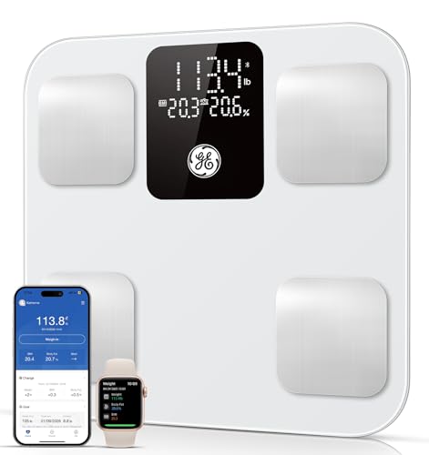 GE Smart Scale for Body Weight: Body Fat, BMI, Digital Bathroom Scale - 14 Body Composition Analyzer Health Mo