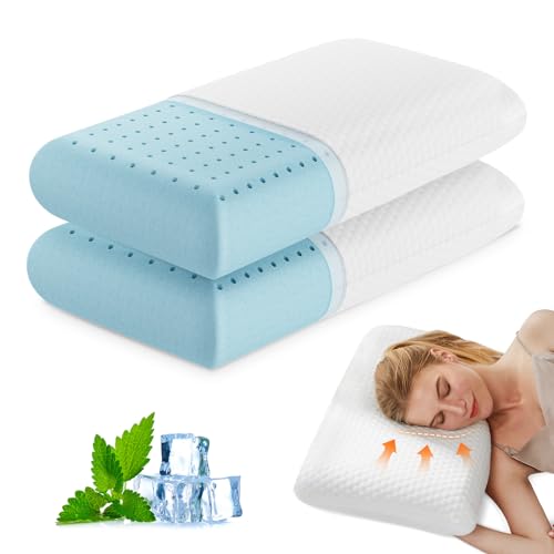 OLIXIS Memory Foam Pillows for Sleeping,2 Pack Queen Size Bed Pillows for Adults,with Removable Washable