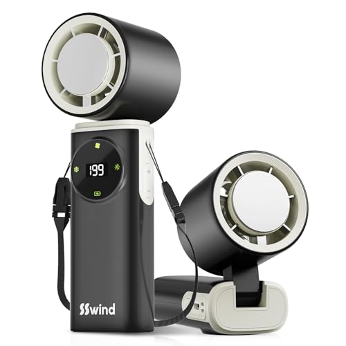 SSWind 6000mAh Portable Handheld Fan with Ice Cooling, 199 Levels Stepless Speed, 20H Long Battery Life, 20000