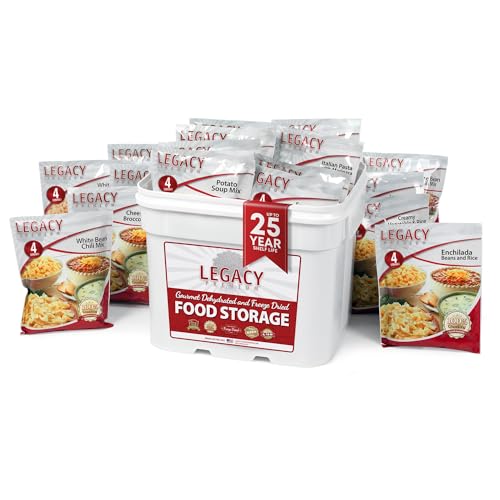 Legacy Food Storage 120 Serving Emergency Food Supply Bucket, 15 Entrees, 45,720 Total Calories, Shelf Stable