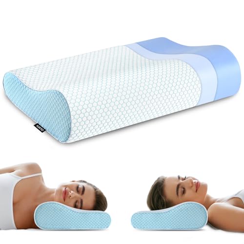 Memory Foam Pillows , Neck Pillow Queen Size Bed for Sleeping , Ergonomic Cervical Support Side Back Stomach