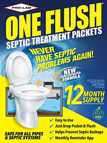ONE FLUSH Septic Tank Treatment Packets, 1 Year Supply of Dissolvable Pods