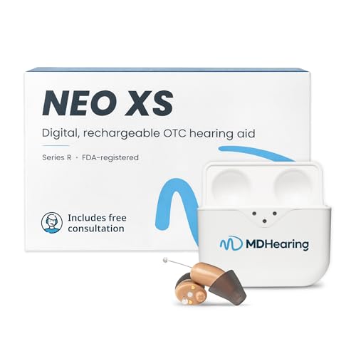 MDHearing NEO XS OTC In Ear Hearing Aids for Seniors – Doctor-Designed Completely-in-Canal Digital Hearing