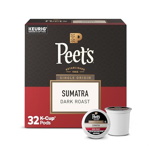 Peet's Coffee, Dark Roast Single Serve Coffee Pods, 100% Arabica Coffee - Single Origin Sumatra 32 Count (1 Bo