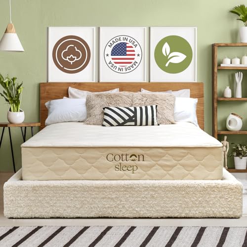 COTTON SLEEP 11" Organic Mattress – GOTS Cotton & Wool, GOLS Natural Latex, Hybrid Pocket Coil, Non-Toxic, Fib
