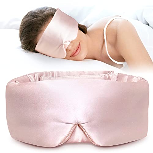 LitBear Silk Sleep Mask, 100% 22 Momme Pure Mulberry Silk, Face-Hugging Padded Eye Cover for Sleeping with Adjustable Band