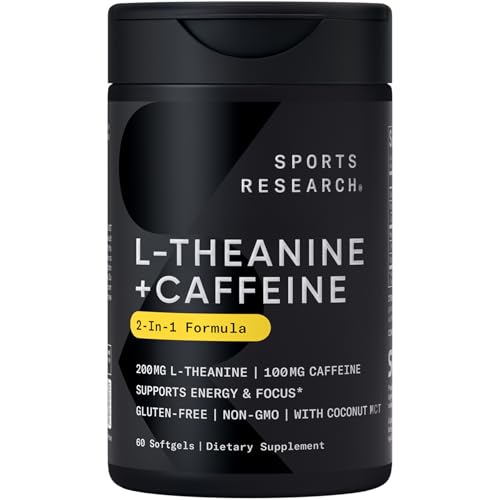 Sports Research® L-Theanine + Caffeine Nootropic Supplement - 60 Softgels
