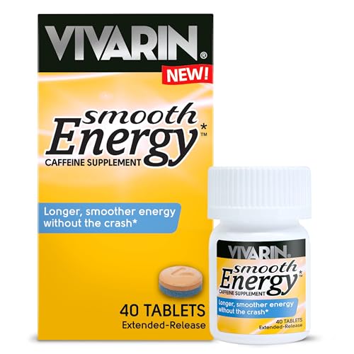 Vivarin Smooth Energy Extended Release Caffeine Tablets, 200mg, Focus, Alertness & Mental Clarity, Non-Habit F