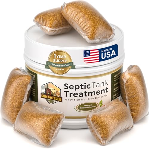 Septic Tank Treatment - 1 Year Supply of Septic Safe Dissolvable Easy Flush Live Bacteria Packets (12 Count)