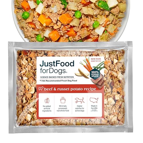 JustFoodForDogs Frozen Fresh Dog Food, Complete Meal or Topper, Beef & Russet Potato Human Grade Recipe, 18