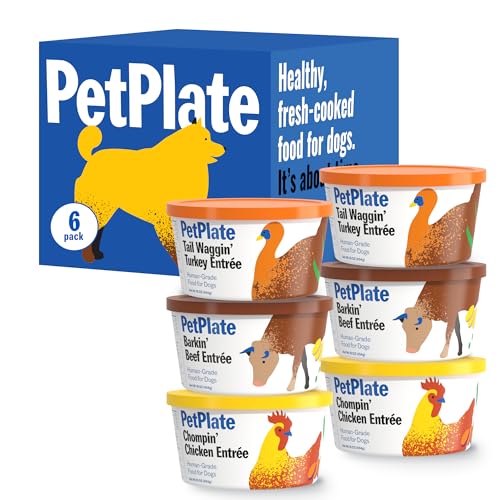 PetPlate Human-Grade Fresh Dog Food Variety Pack – 6 Proteins (Beef, Chicken & Turkey) – Wet Dog Food for All