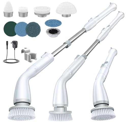 LABIGO Electric Spin Scrubber LA1 Pro, Cordless Spin Scrubber with 4 Replaceable Brush Heads and Adjustable