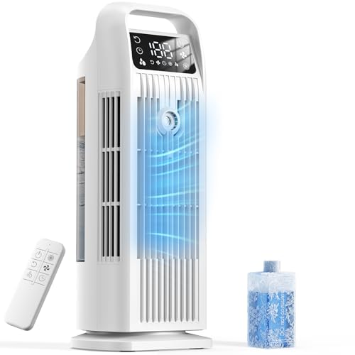 Portable Air Cooler, 4 in 1 Air Conditioner 1200ML Evaporative Air Cooler with Remote Control, 120° Oscillatin