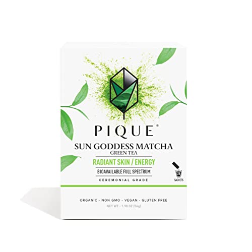 Pique Organic Sun Goddess Matcha - Ceremonial Grade Matcha Green Tea Powder, Supports Radiant Skin, Calm