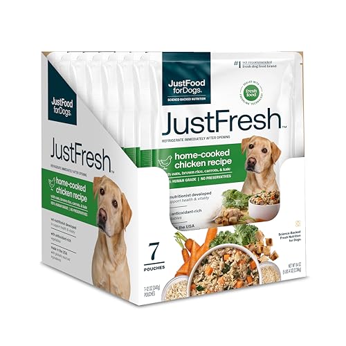 JustFoodForDogs JustFresh Wet Dog Food, Fresh Pet Meals and Toppers with No Preservatives, Resealable