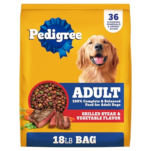 Pedigree Adult Dry Dog Food, Complete Nutrition, Grilled Steak & Vegetable Flavor, 18 lb. Bag
