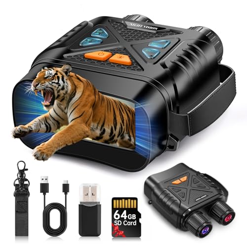 Night Vision Goggles, Night Vision Binoculars for Adults 10X Digital Zoom 7X Infrared Binoculars with 64GB TF