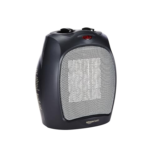 Amazon Basics Ceramic Space Heater, Portable Indoor Heating Solution, With Overheat and Tip-Over Protection