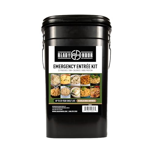 Ready Hour 120 Serving Entree Bucket-Freeze Dried Emergency Food Supply-Survival Meals with Long Shelf Life-Pr