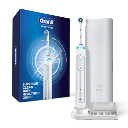 Oral-B Smart 5000 Rechargeable Electric Powered Toothbrush, Black with Travel Case and Bluetooth - Visible Pre