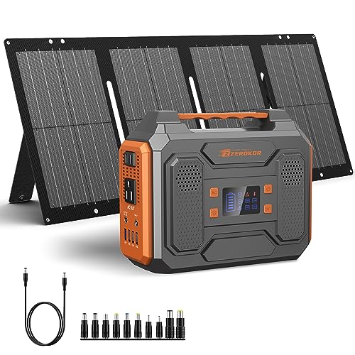 Portable Solar Generator, 300W Portable Power Station with Foldable 60W Solar Panel,110V Pure Sine Wave 280Wh