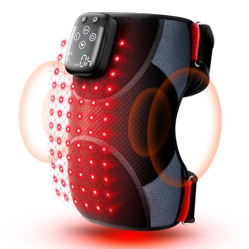 LTW Knee Massager with Heat and Red Light, Cordless Heated Knee Brace with 3 Heat/3 Vibration/5 Light Levels
