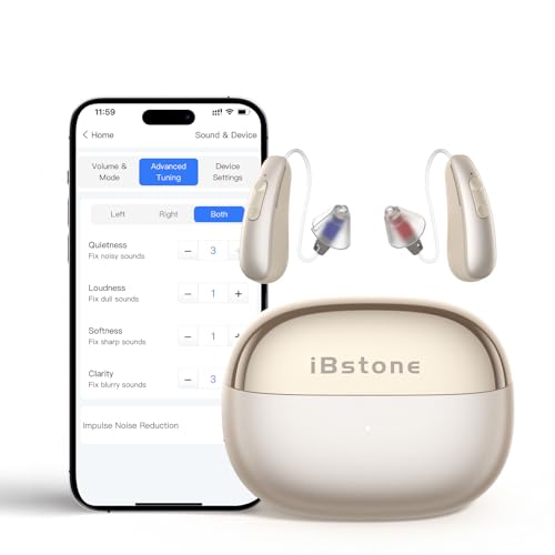 iBstone AuraLink Bluetooth Hearing Aids for Seniors Adults, App-Controlled Precise Fitting, AI Noise Reduction