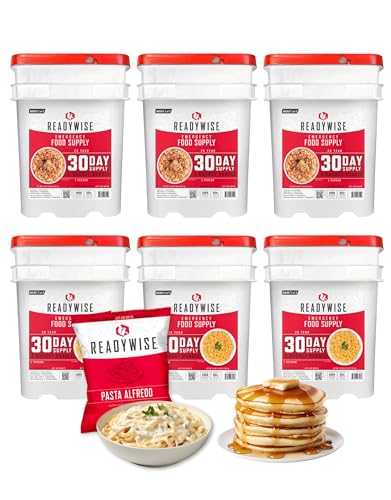 ReadyWise 3 Month Emergency Food Supply - 894 Servings, 6 Buckets, Freeze Dried Protein Meals, Disaster Surviv