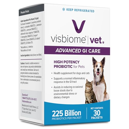 Visbiome® Vet Advanced GI Care High Potency Probiotic for Dogs & Cats – 225B CFU, 8-Strain Formula