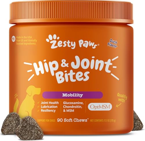 Zesty Paws Hip and Joint Supplement for Dogs - Glucosamine with Chondroitin, MSM, Vitamins C and E Dog Joint