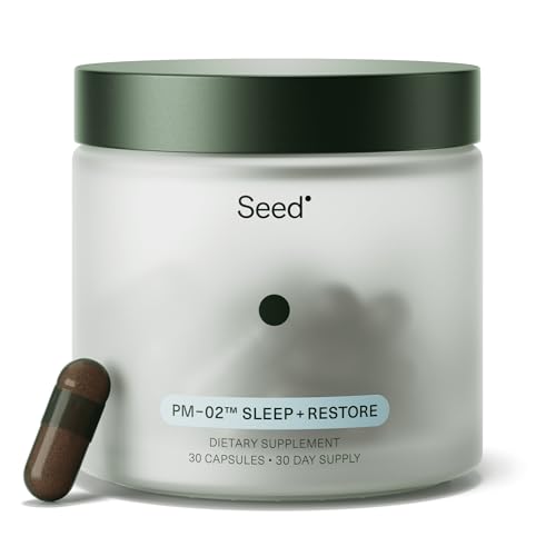 Seed PM-02 Sleep + Restore - Sleep Aid for Women & Men - Non-Habit Forming Bioidentical Melatonin & Ashwagandha