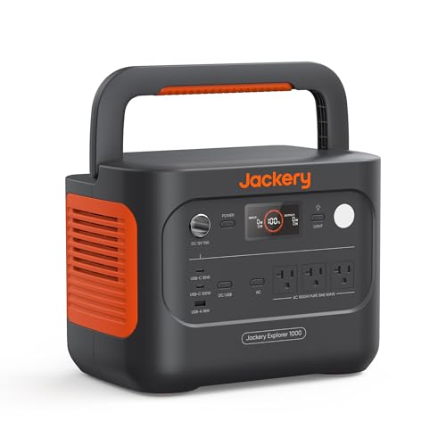 Jackery Explorer 1000 v2 Portable Power Station,1070Wh LiFePO4 Battery,1500W AC/100W USB-C Output, 1 Hr Fast C