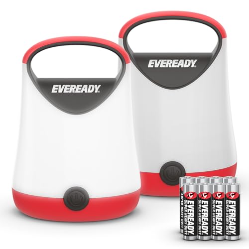Eveready LED Camping Lantern X-250 (2-Pack), Super Bright Tent Lights, Rugged Water Resistant LED Lanterns, 10