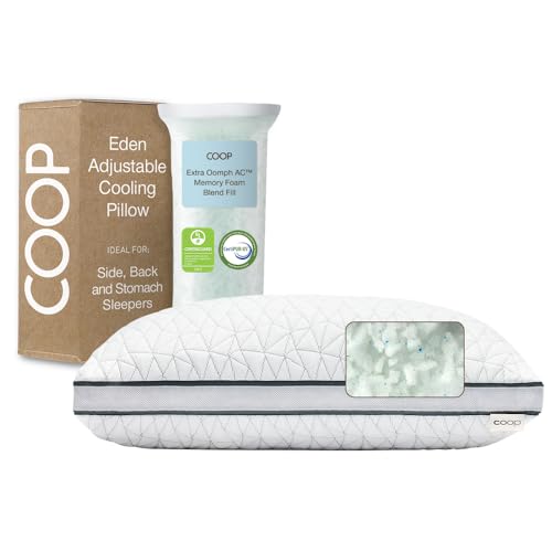 Coop Home Goods Eden Bed Pillow Queen Size for Sleeping on Back, Stomach and Side Sleeper- Medium Soft Memory