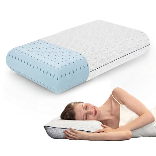 Cooling Gel Memory Foam Pillows - 1-Pack - Standard Size Memory Foam Pillow For Sleeping - Firm Pillow - Back