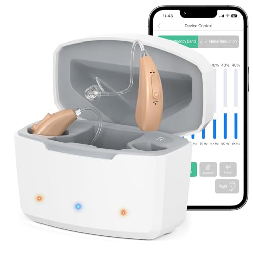 Earrck Hearing Aids for Seniors with Bluetooth Noise Cancelling, Rechargeable Hearing Aids with APP Control fo