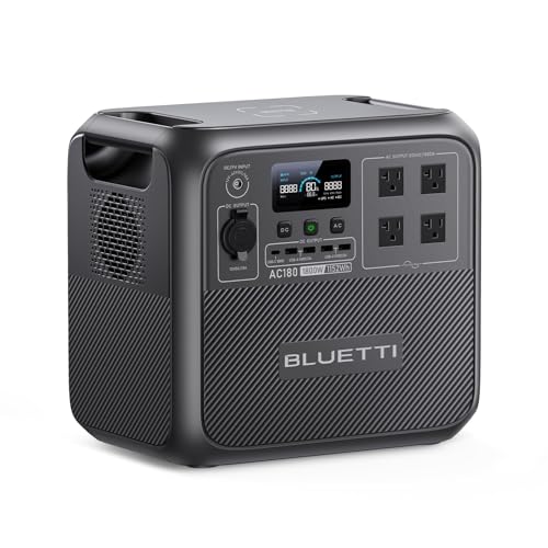 BLUETTI Portable Power Station AC180, 1152Wh LiFePO4 Battery Backup w/ 2 1800W (2700W peak) AC Outlets, 0-80%