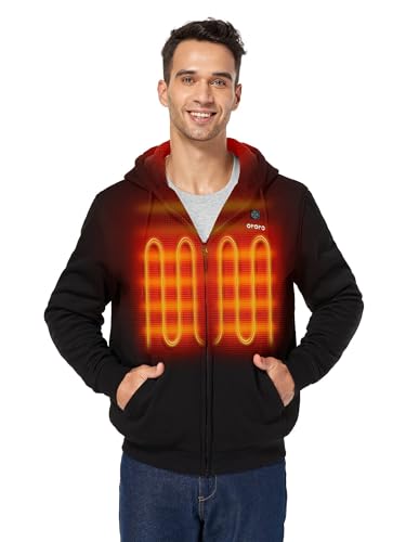 ORORO [Upgraded] 4-Zone Heated Hoodie with Heated Collar, Fleece Full-Zip Heated Sweatshirt Hoodie with