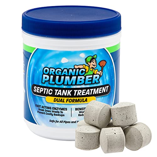 Organic Plumber Septic Tank Cleaner Treatment, Bacteria x Natural Enzyme Flushable Bio Tabs, Rid Sewage Waste