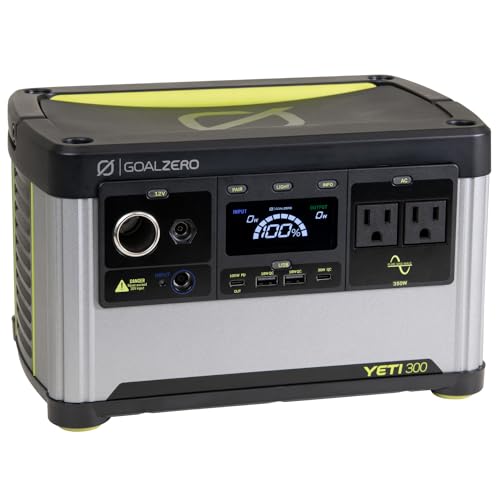 Goal Zero Yeti Portable Power Station, Yeti 300, 297 Watt Hour LiFePO4 Battery, Water resistant & Dustproof